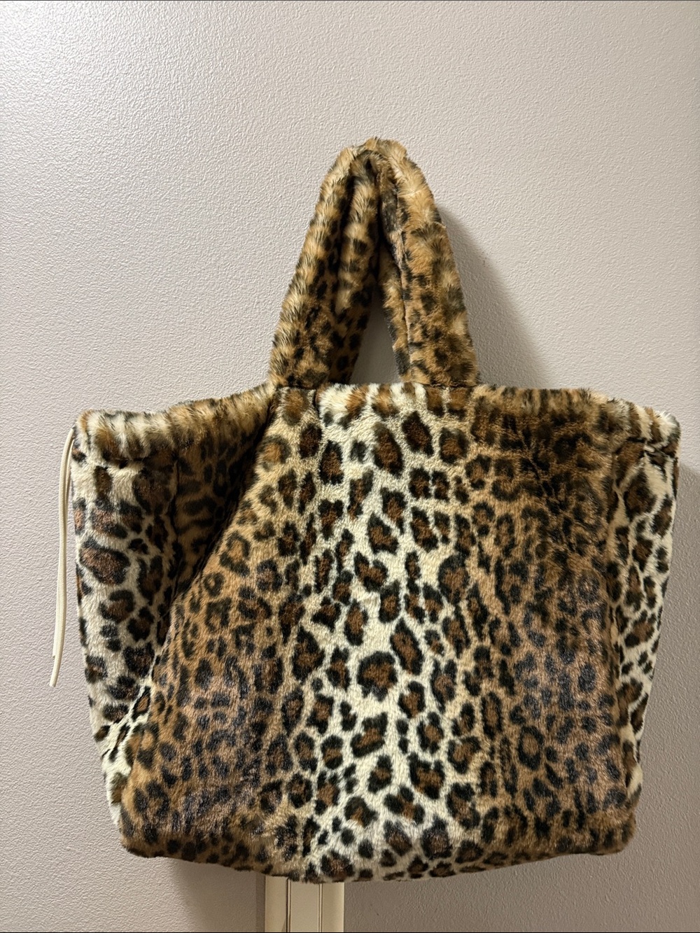 CAbi Leopard-Print Faux Fur Tote in Brown & Black
